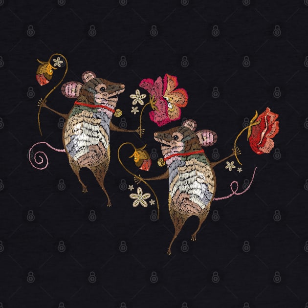 Two Mice Embroidery by Mako Design 